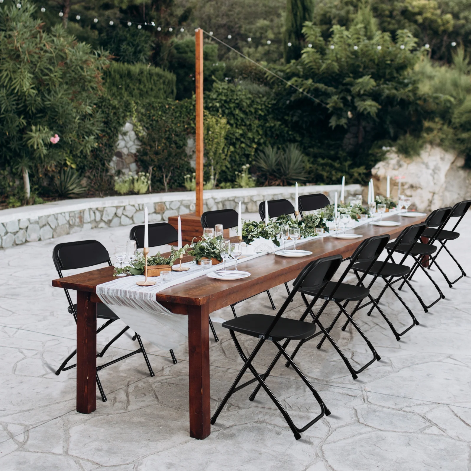 SONGMICS HOME Folding Chairs, 6 Pack Plastic Dining Chair for Outdoor Event, Black