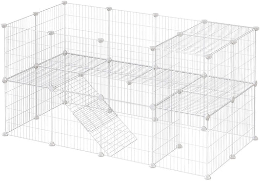 SONGMICS Pet Playpen Includes Cable Ties White