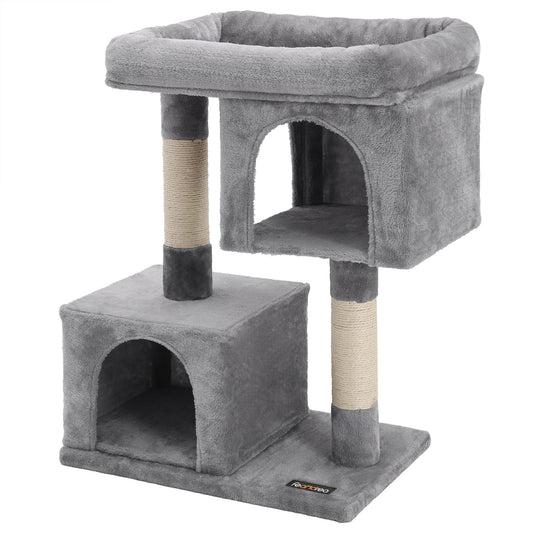 Feandrea Cat Tree, 33.1-Inch Cat Tower, L, Cat Condo for Large Cats up to 16 lb, Large Cat Perch, 2 Cat Caves, Scratching Post, Light Gray UPCT61W