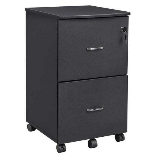 28.3''H File Cabinet, 2-Drawer Locking Filing Cabinet for Home Office, Small Rolling File Cabinet, Black