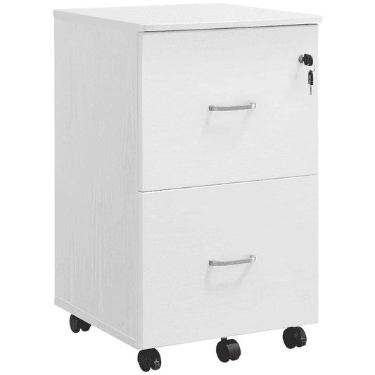 28.3''H File Cabinet, 2-Drawer Locking Filing Cabinet for Home Office, Small Rolling File Cabinet, White