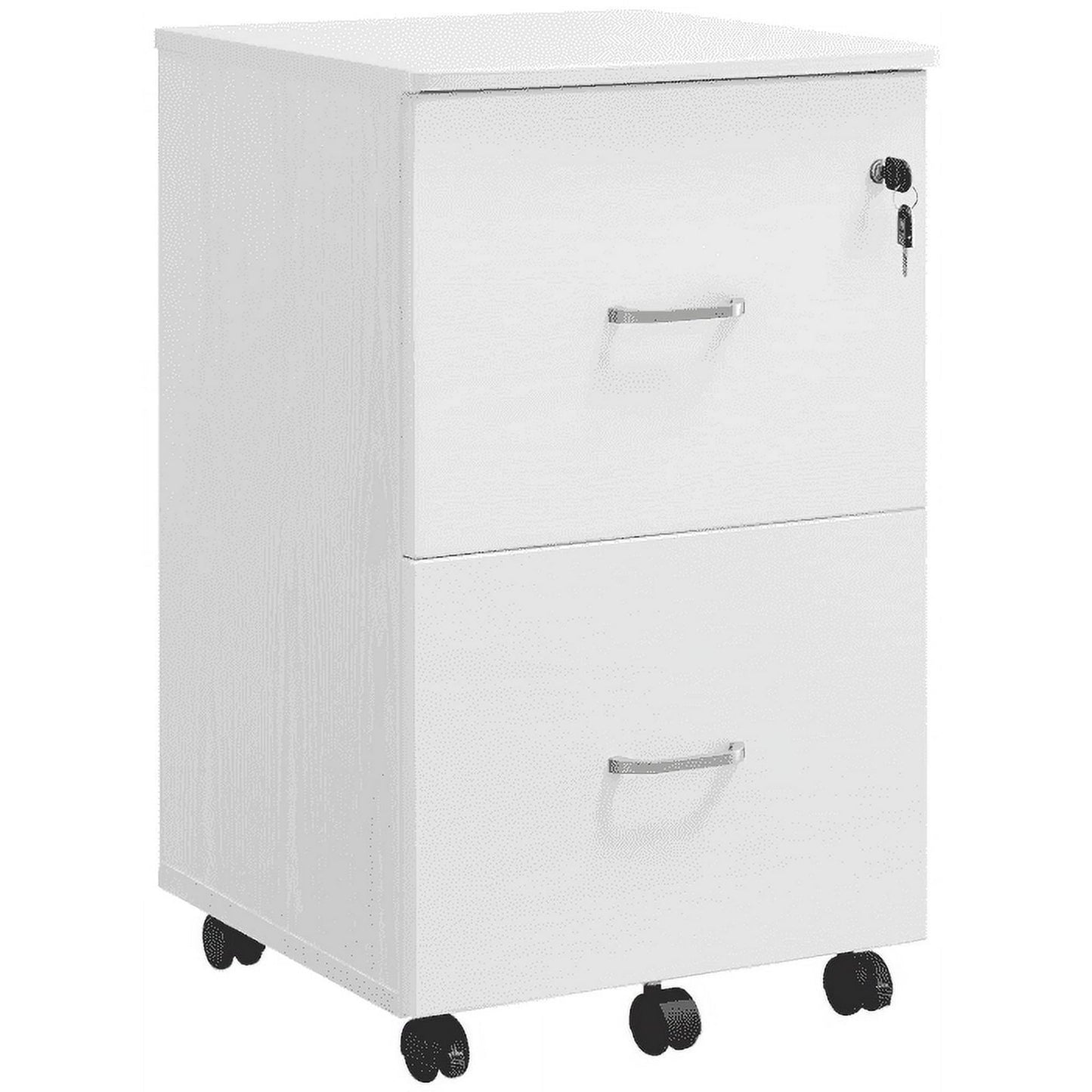 28.3''H File Cabinet, 2-Drawer Locking Filing Cabinet for Home Office, Small Rolling File Cabinet, White