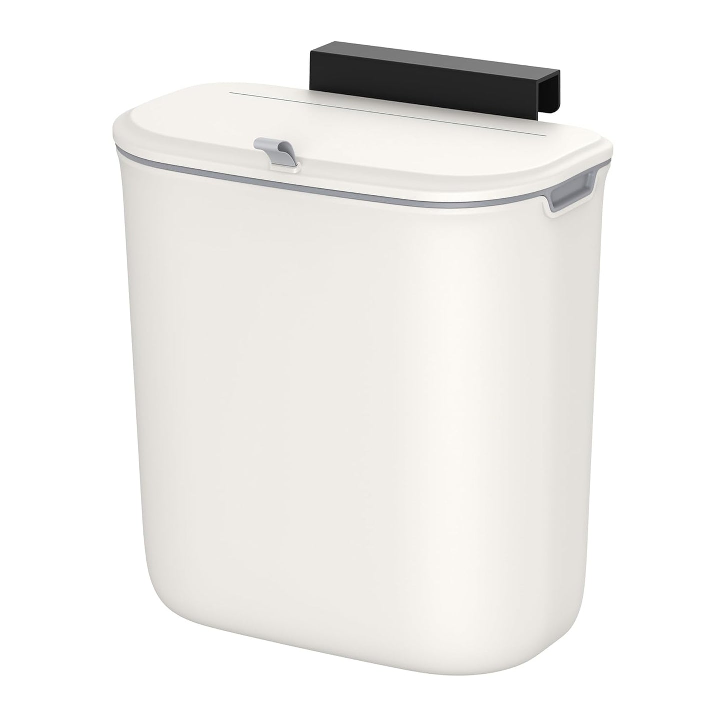 SONGMICS Hanging Trash Can, 2.4 Gallon Kitchen Compost Bin, Garbage Can for Kitchen, Kitchen Trash Can with Lid, Wall Mounted Trash Can, for Cupboard, Bathroom, Under Sink, White ULTB820W9