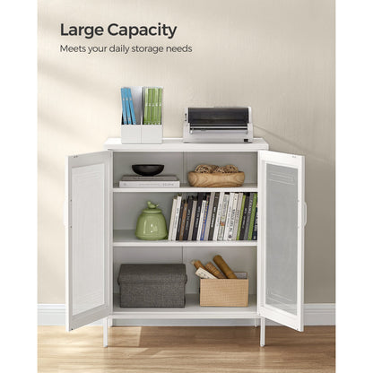 SONGMICS Metal Storage Cabinet with Mesh Doors, Steel Display Cabinets with Adjustable Shelves for Bathroom Home Office