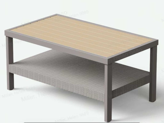 SONGMICS HOME Sencillo Collection - Coffee Table, Chat Table, Patio Table, Rectangular, With Storage, Gray And Beige