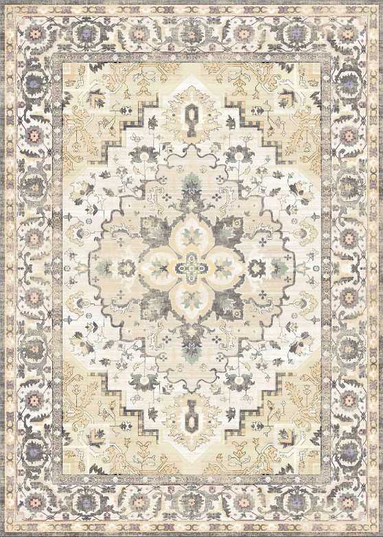 SONGMICS HOME Tripartite vintage rug 8x10 Cream White