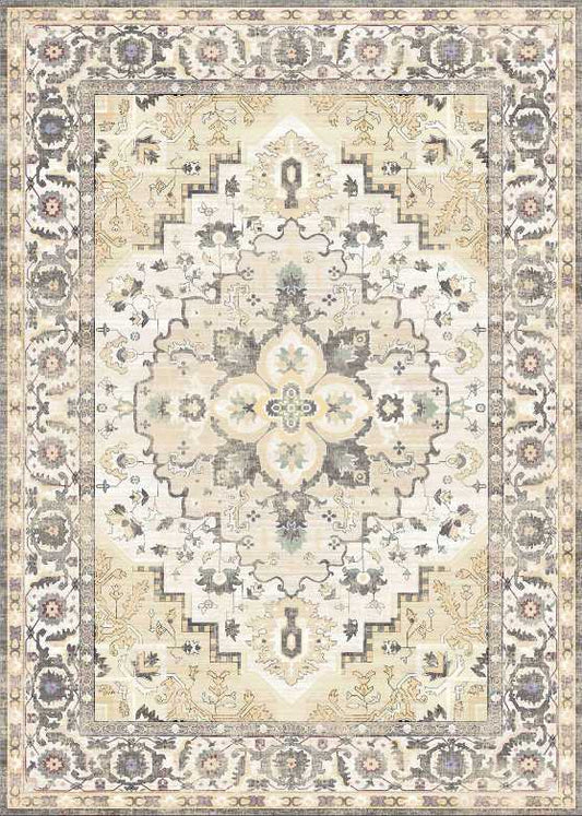 SONGMICS HOME Tripartite vintage rug 8x10 Cream White