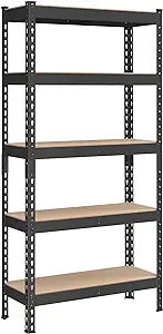 SONGMICS 5-Tier Storage Shelves, Garage Storage, Boltless Assembly, Adjustable Shelving Unit, 11.8 x 29.5 x 59.1 Inches