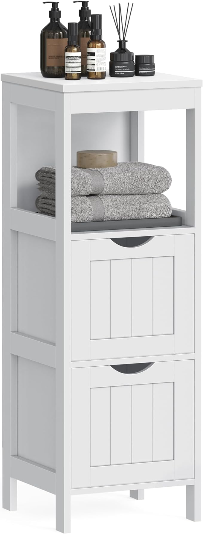 VASAGLE Bathroom Floor Cabinet, Bathroom Storage Organizer Rack Stand, Multifunctional Corner Unit