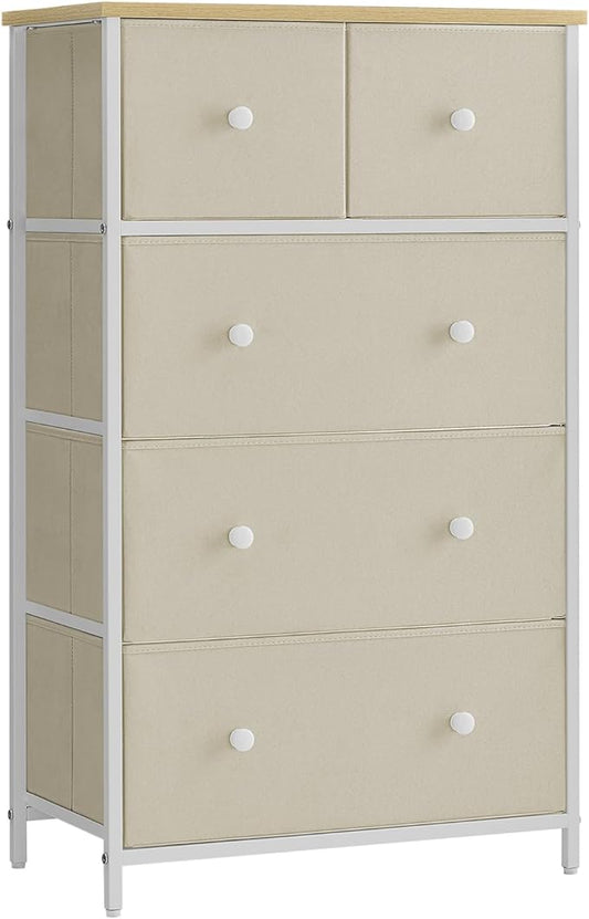 SONGMICS, Storage Tower with 5 Fabric Drawers, Dresser Unit, for-living-room, Hallway-nursery