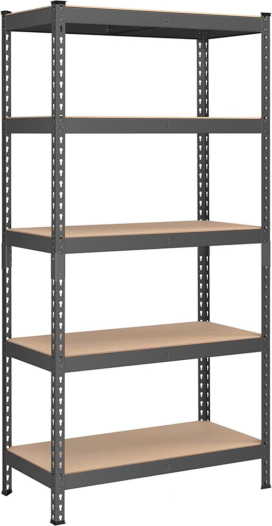 SONGMICS 5-Tier Storage Shelves Metal Garage Storage, Boltless Assembly Adjustable Shelving Unit, 17.7 x 35.4 x 70.9 Inches, Load 1929 lb, for Shed Warehouse Basement Kitchen Gray