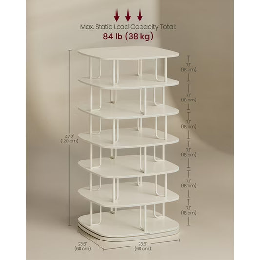 7-Tier Rotating Shoe Rack, 360° Spinning Shoe Organizer Tower for 28-35 Pairs, Sturdy Shoe Shelf for Entryway, Living Room, Closet