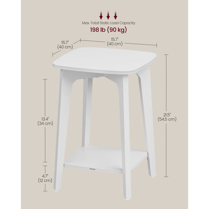 Side Table, Small Square End Table with Lower Shelf, Nightstand for Small Spaces, Cloud White