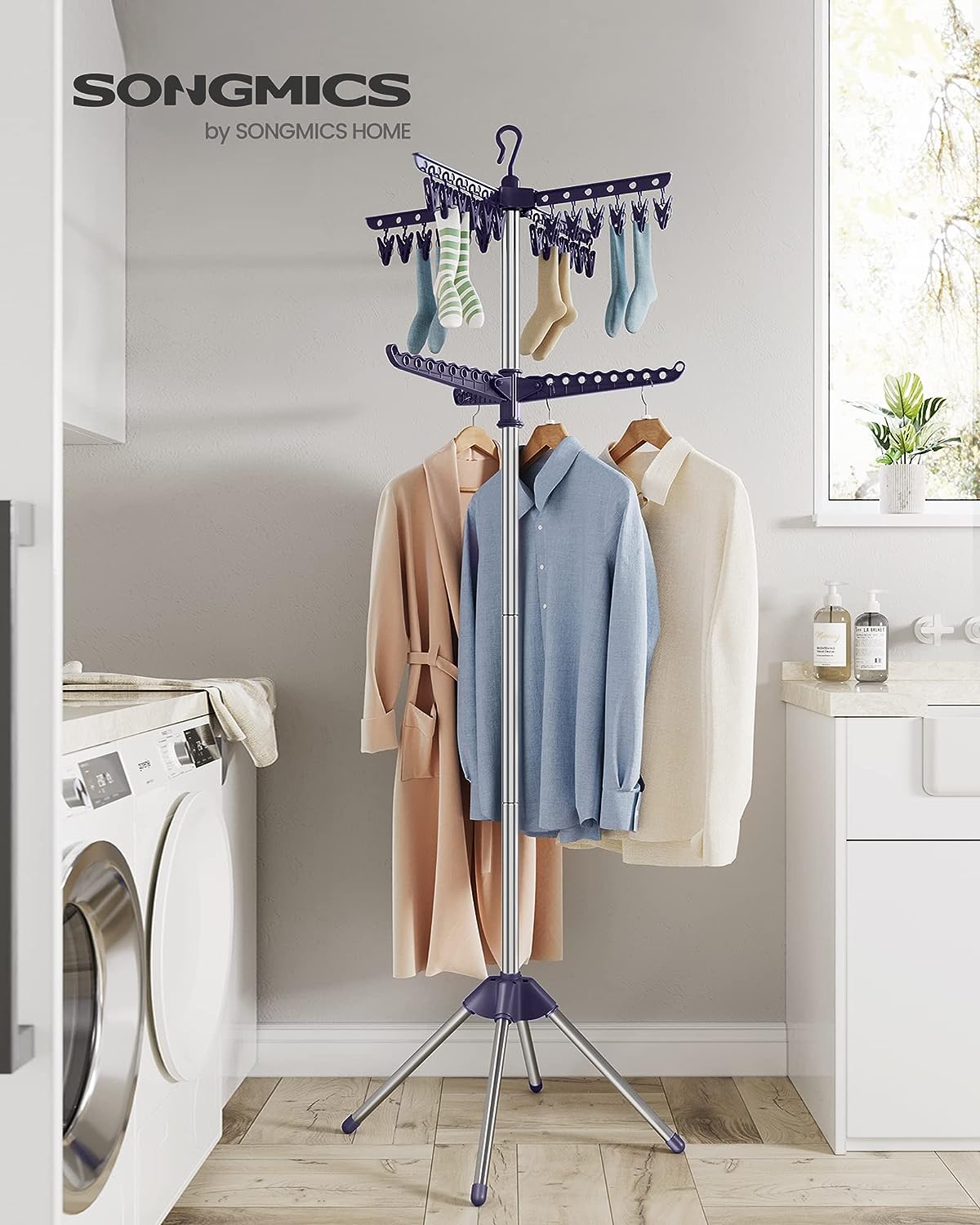 SONGMICS 2-Tier Clothes Drying Rack, 72-Inch Folding Laundry Drying Ra ...