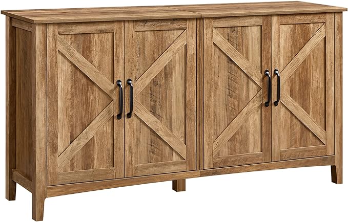 VASAGLE Buffet Storage Cabinet, 15.7" D x 59" W x 31.5" H Credenza Sideboard Table, Kitchen Cupboard with Adjustable Shelves for Living Room