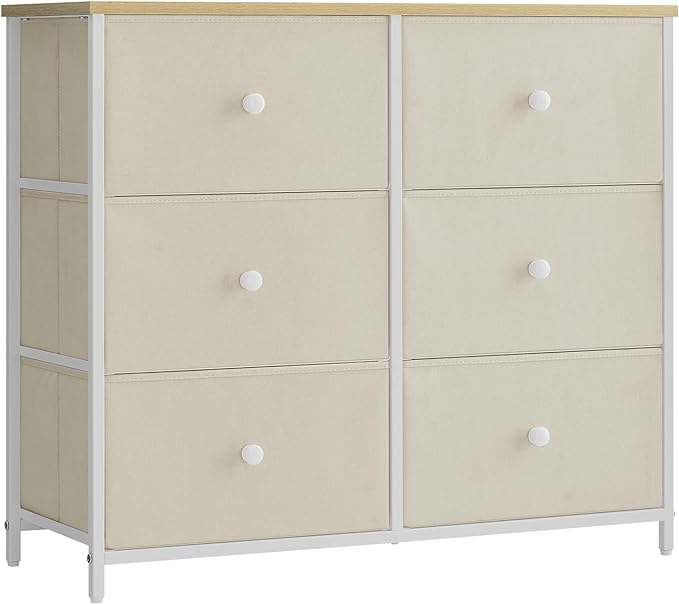 SONGMICS Bedroom, Chest, 6 Drawer, Closet Fabric Dresser with Metal Frame, by The Yard