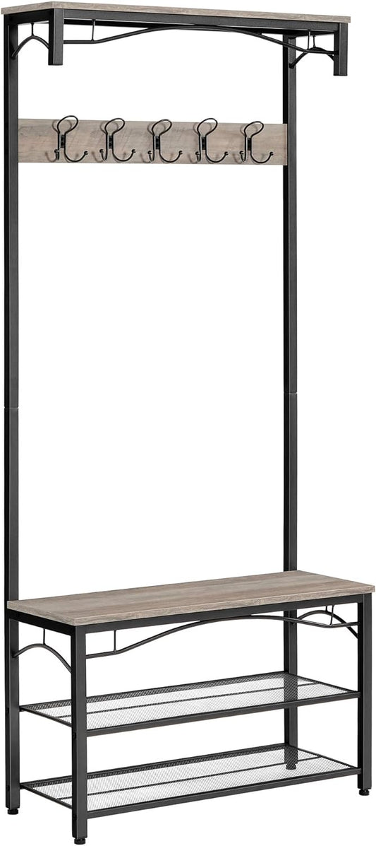 VASAGLE Shoe Bench Rack, 3-Tier Storage Shelf for Entryway Hallway Living Room