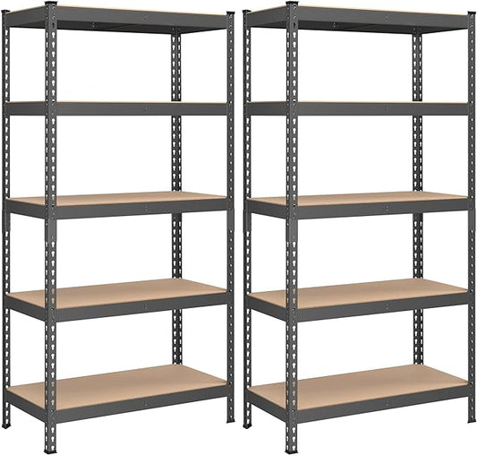 SONGMICS 5-Tier Storage Shelves, 17.7 x 35.4 x 70.9 Inches Set of 2 Garage Storage