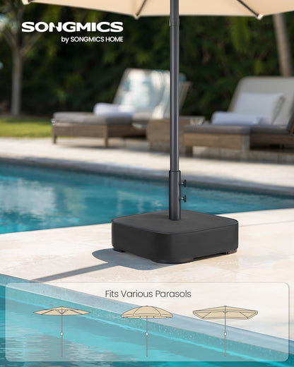 Umbrella Base, Square Patio Umbrella Stand, Sand Fillable Bag 88 lb, for 5-10 ft Umbrellas, Heavy-Duty, for Poles of Different Diameters, Oudoor Beach Lawn, Black