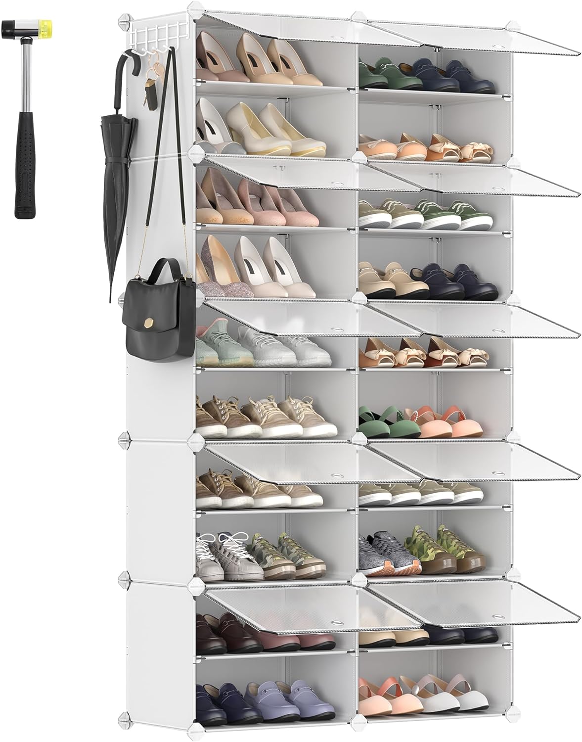 SONGMICS Shoe Rack, 10 Cubes Shoe Organizer with Doors