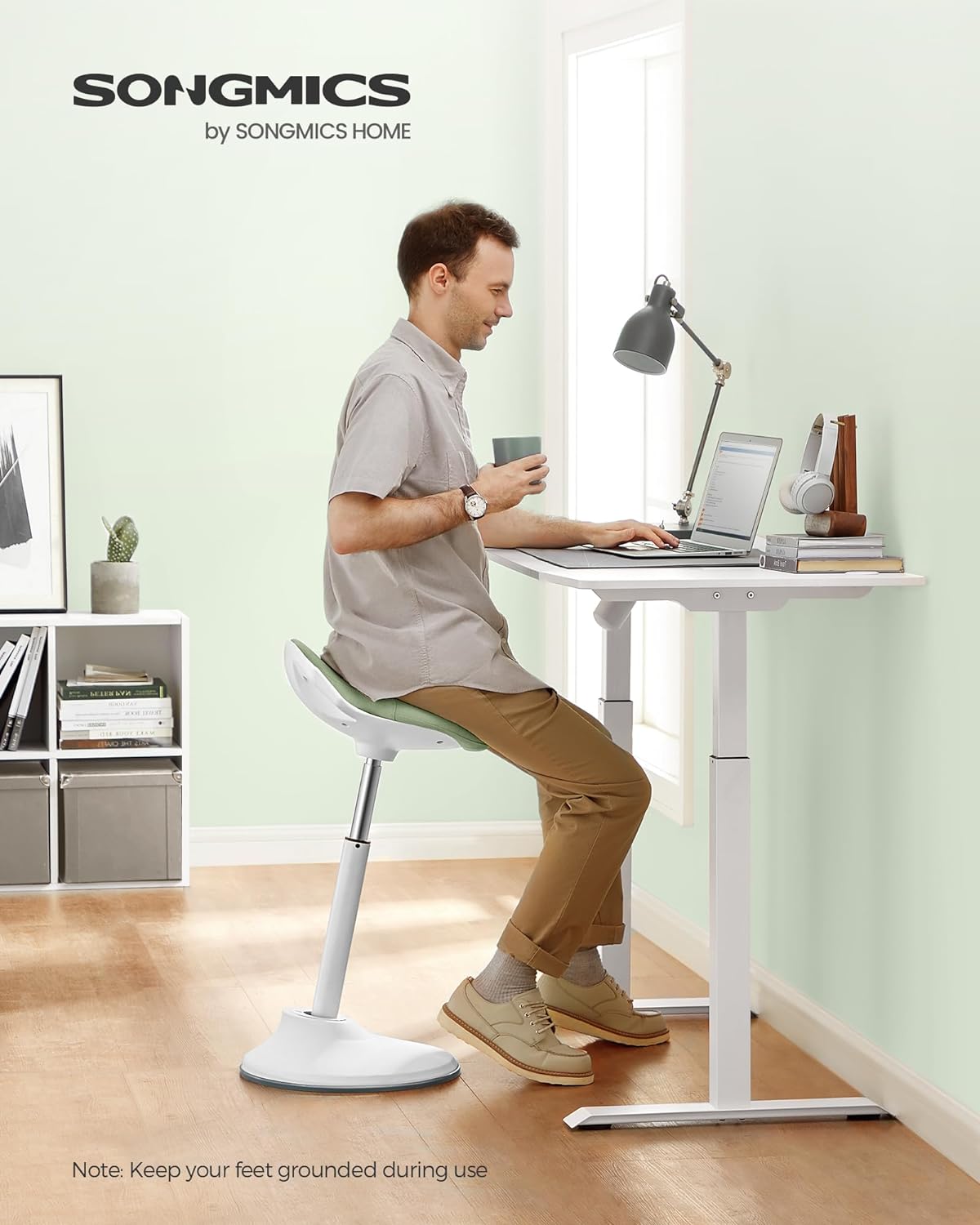 Standing Desk Chair, Adjustable Ergonomic Standing Stool, 23.6-33.3 Inches, Swivel Sitting Balance Chair, Anti-Slip Bottom Pad, Classic Black, Dove Gray, Laurel Green