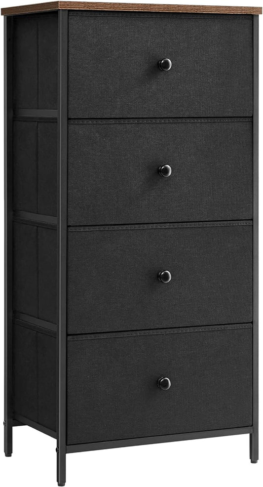 SONGMICS Bedroom, Fabric Dresser with 4 Metal Frame, Small Chest of Drawers