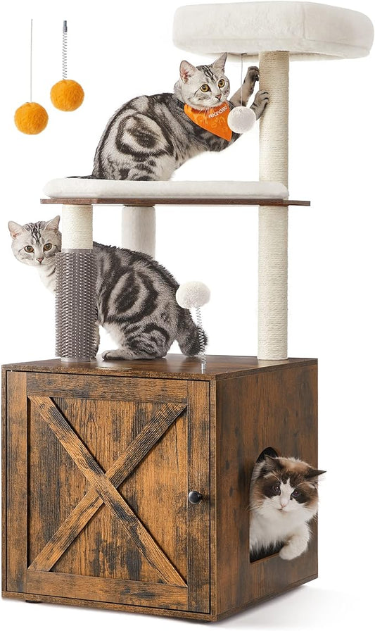 Feandrea WoodyWonders Cat Tree with Litter Box