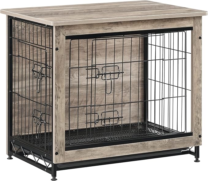 Feandrea Dog Crate Furniture, Side End Table, Modern Kennel for Dogs Indoor up to 30 lb, Heavy-Duty Dog Cage with Multi-Purpose Removable Tray