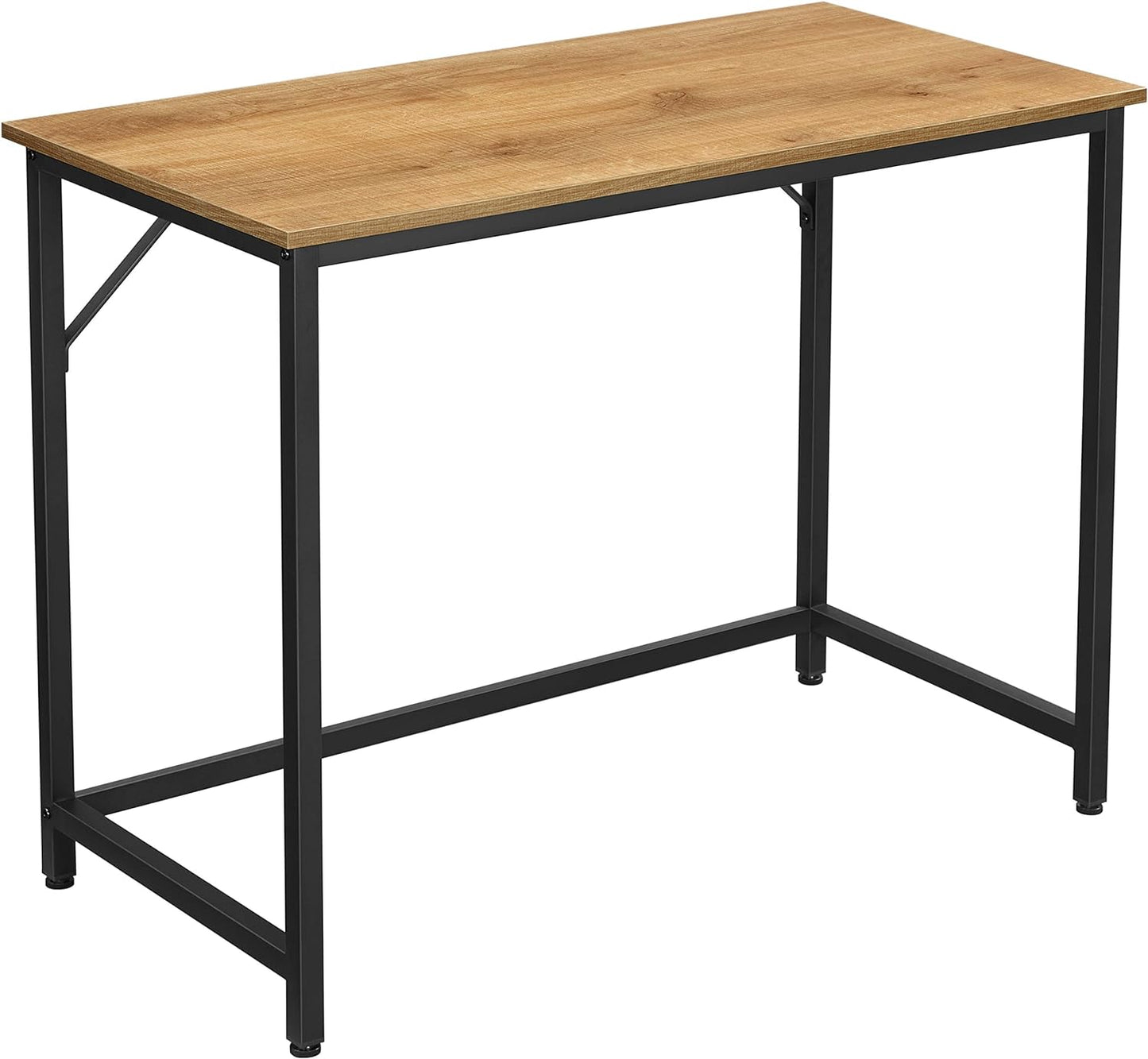 VASAGLE 39.4 Inch Computer Desk, Home Office Desk, Home Office Small Study Workstation, Simple Assembly, Steel Frame, 19.7”D x 39.4”W x 29.5”H, Black, Brown, Greige