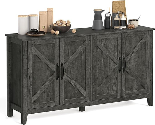 VASAGLE Buffet Storage Cabinet, 15.7" D x 59" W x 31.5" H Credenza Sideboard Table, Kitchen Cupboard with Adjustable Shelves for Living, Dining Room, Entryway