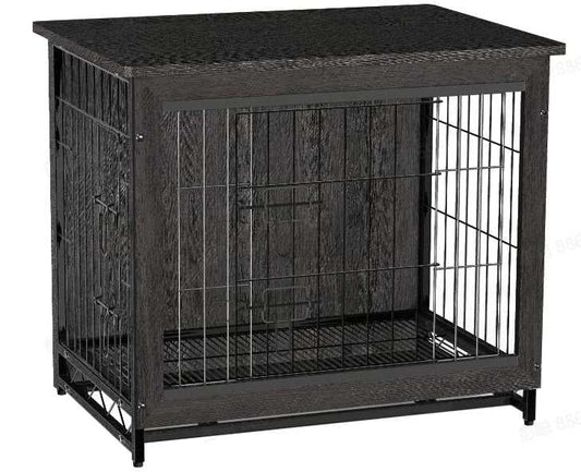 Feandrea Dog Crate Furniture, Side End Table, Modern Kennel for Dogs Indoor up to 70 lb Ink Black