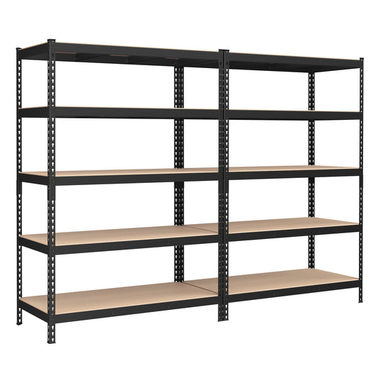 SONGMICS 5-Tier Storage Shelves, Set of 2 Garage Storage, Boltless Assembly, Adjustable Shelving Units, 23.6 x 47.2 x 70.9 Inches, Load 1929 lb Each, Shed Warehouse Basement, Black