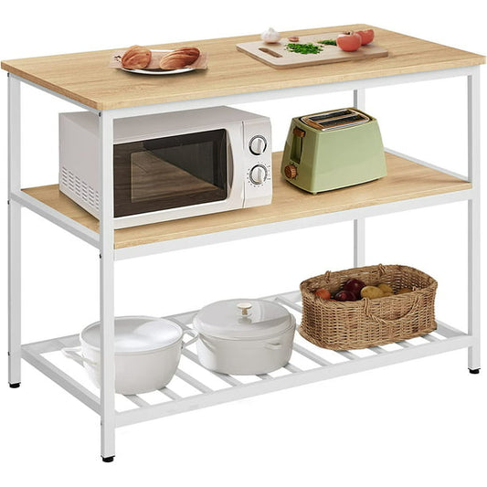 VASAGLE Kitchen Island with 3 Shelves Kitchen Storage Shelf Kitchen Baker’s Rack with Large Worktop