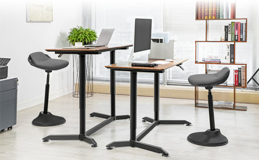 Standing Desk Chair, Adjustable Ergonomic Wobble Stool, 23.6-33.3 Inches Drafting Chair, Swivel Sitting Balance Stool, Fabric Upholstery, Anti-Slip Bottom Pad, Slate Gray