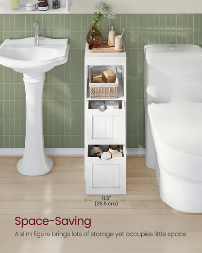 VASAGLE Floor Cabinet, Storage Organizer Rack Stand, Multifunctional Corner Unit, 2 Drawers, 35 Inches in Height, White