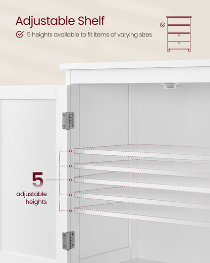 VASAGLE Floor Storage Cabinet, Storage Unit, Freestanding Cabinet with 2 Drawers and 2 Doors, Adjustable Shelf, White