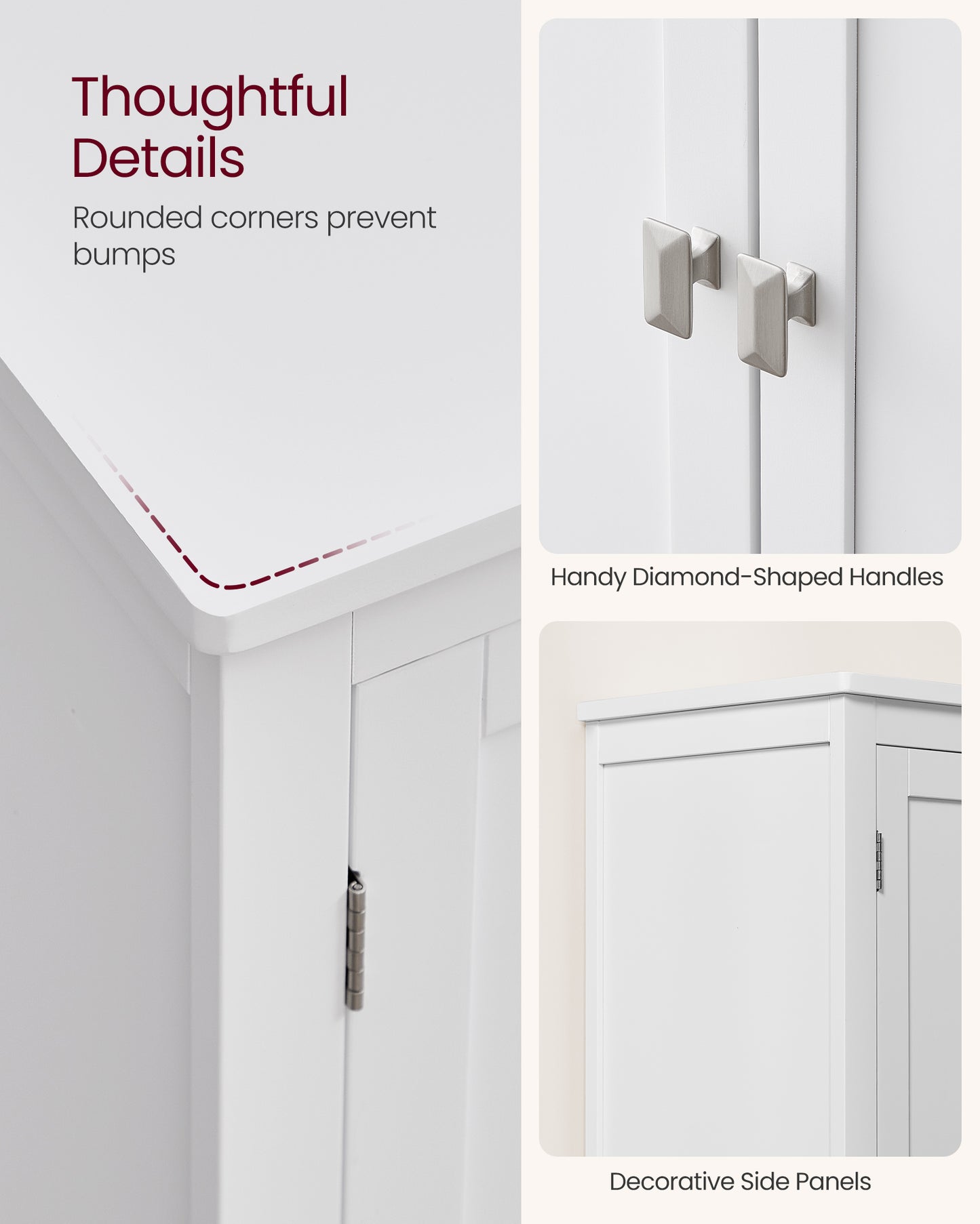 Floor Storage Cabinet with 4 Doors Storage Unit Freestanding Cabinet Adjustable Shelves, White