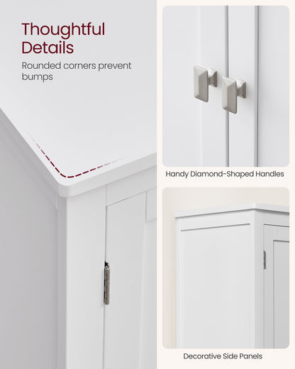 Floor Storage Cabinet with 4 Doors Storage Unit Freestanding Cabinet Adjustable Shelves, White