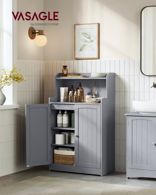 Bathroom Cabinet, Bathroom Storage Unit with 2 Doors, 2 Adjustableelves, 30 x 60 x 100 cm Storage Cabinet, for Dining Room, Kitchen, Living Room, Dove Grey