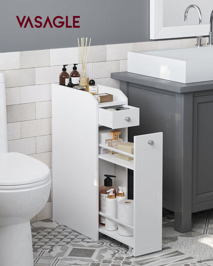 Small Storage Cabinet, Slim Storage Organizer, Toilet Paper Holder with Storage, Toilet Paper Storage Cabinet, White