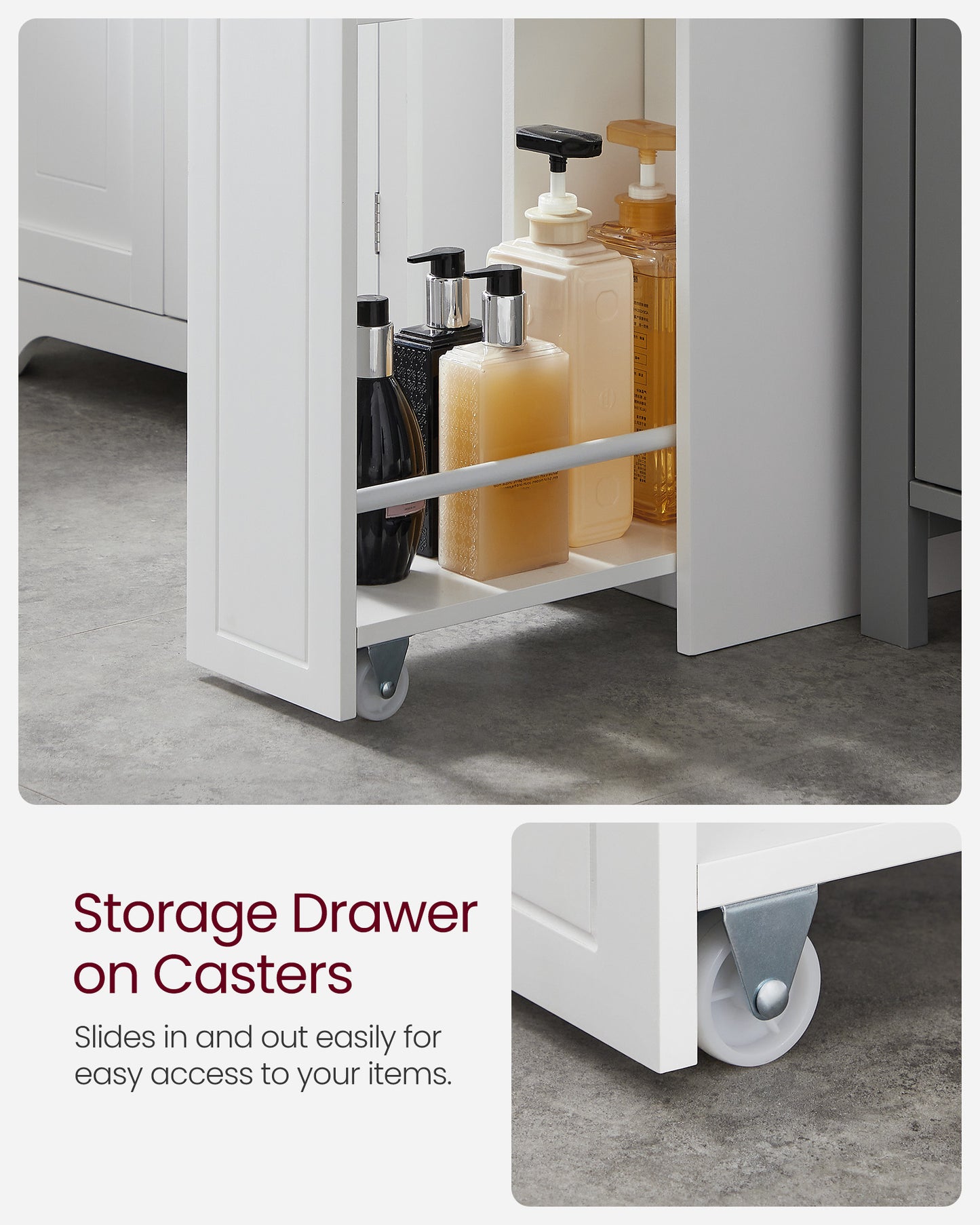 Small Storage Cabinet, Slim Storage Organizer, Toilet Paper Holder with Storage, Toilet Paper Storage Cabinet, White