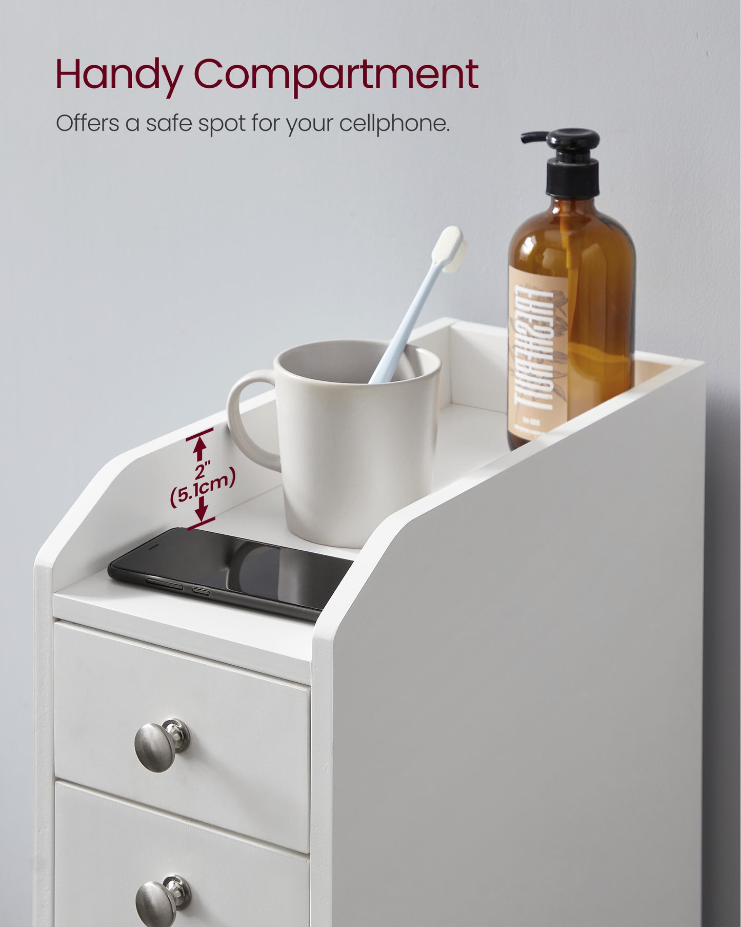 Small Storage Cabinet, Slim Storage Organizer, Toilet Paper Holder with Storage, Toilet Paper Storage Cabinet, White