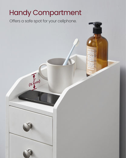 Small Storage Cabinet, Slim Storage Organizer, Toilet Paper Holder with Storage, Toilet Paper Storage Cabinet, White