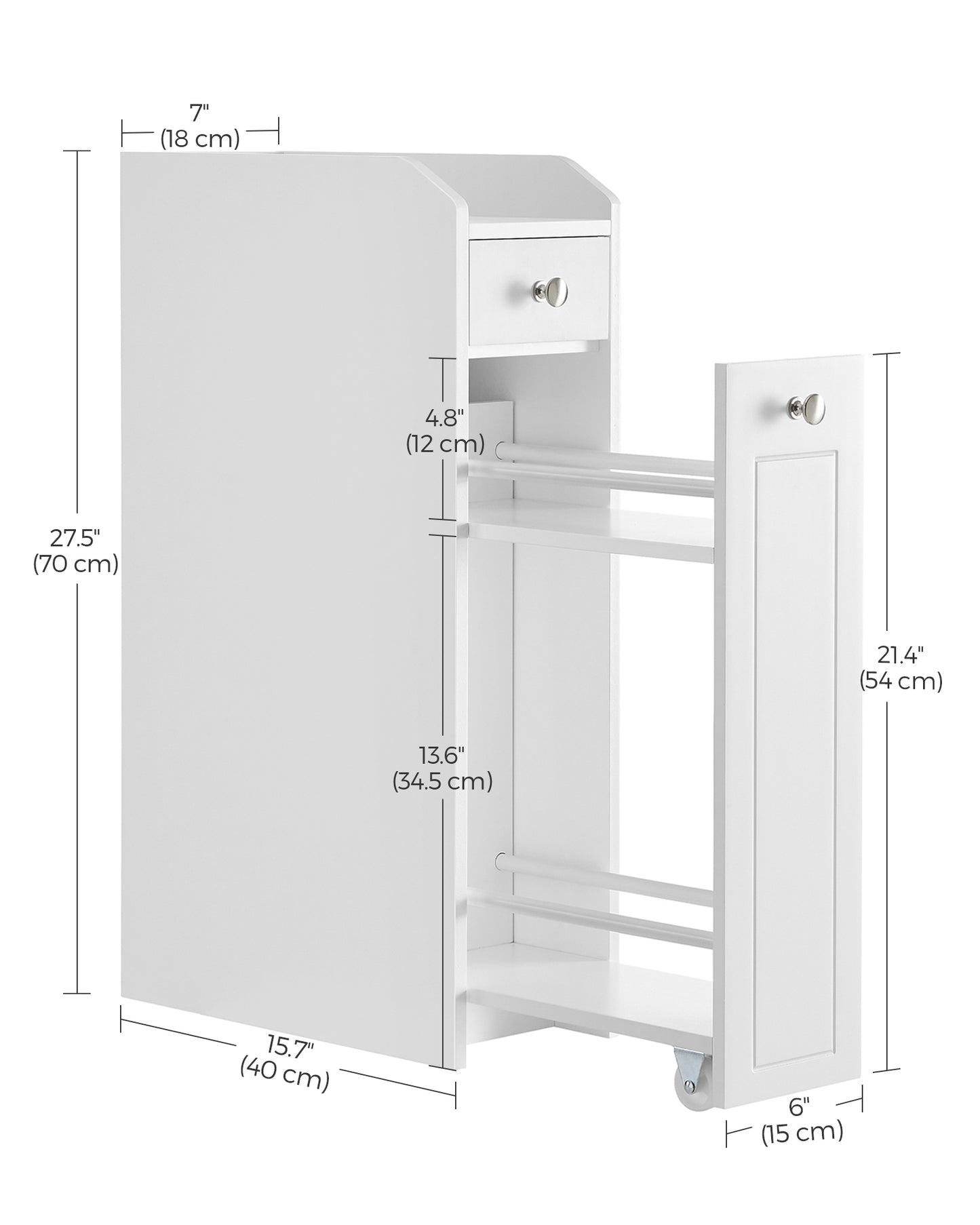 Small Storage Cabinet, Slim Storage Organizer, Toilet Paper Holder with Storage, Toilet Paper Storage Cabinet, White