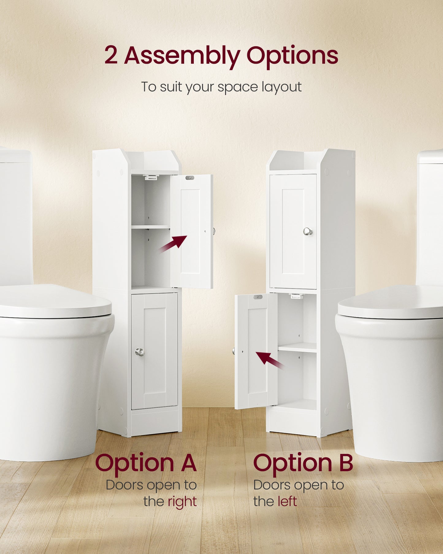 VASAGLE SIREN Collection - Slim Storage Cabinet with Reversible Doors, Small Storage Corner Floor Cabinet, Narrow Orgnizer, Cloud White