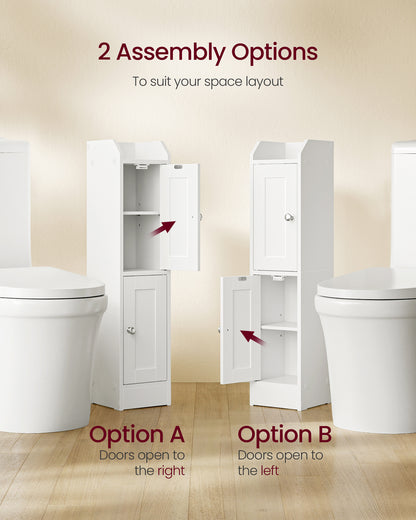 VASAGLE SIREN Collection - Slim Storage Cabinet with Reversible Doors, Small Storage Corner Floor Cabinet, Narrow Orgnizer, Cloud White