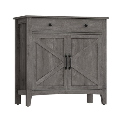 VASAGLE LIRY Collection - Buffet Cabinet, Coffee Bar Cabinet with 2 Drawers, Adjustable Shelves, Sideboard Storage with Cable Holes, Drawer Dividers, Misty Gray
