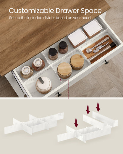 VASAGLE Buffet Cabinet, Sideboard Cabinet with Storage and Drawer, with Doors, Height Adjustable Shelf,Rustic White and Honey Brown
