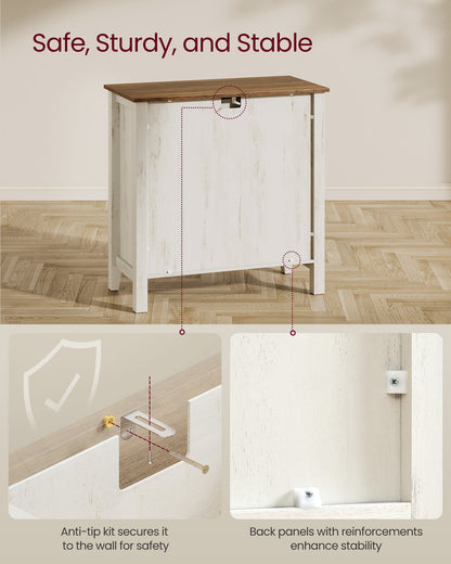 VASAGLE Buffet Cabinet, Sideboard Cabinet with Storage and Drawer, with Doors, Height Adjustable Shelf,Rustic White and Honey Brown