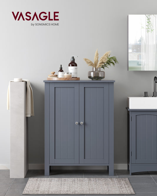 Slate Gray Freestanding Floor Storage Cabinet - 11.8 x 23.6 x 31.5 Inches, with 2